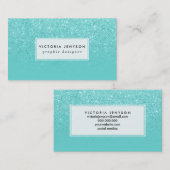 Stilvolles Imitat-Glitter ombre aquamarine Visitenkarte (Vorne/Hinten)