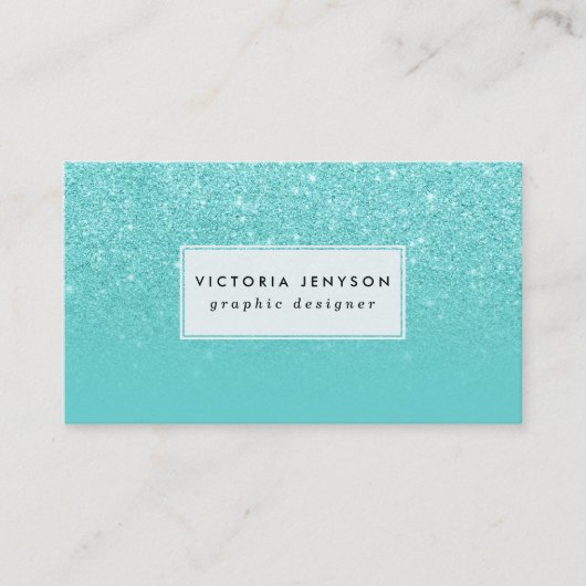 Stilvolles Imitat-Glitter ombre aquamarine Visitenkarte (Vorderseite)