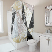 Stilvolles Imitat-Rosen-GoldSchwarz-weißer Duschvorhang (Beispiel)