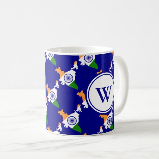 Stilvolles INDIA gesegnetes Nation Monogram-Gesche Kaffeetasse (VorderseiteRechts)