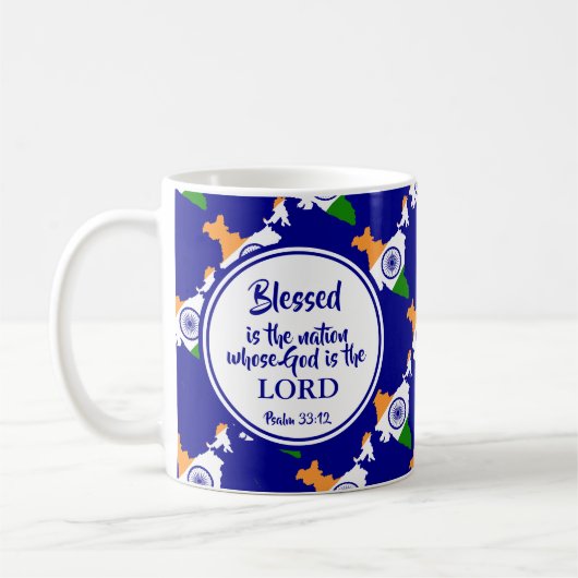 Stilvolles INDIA gesegnetes Nation Monogram-Gesche Kaffeetasse (Links)