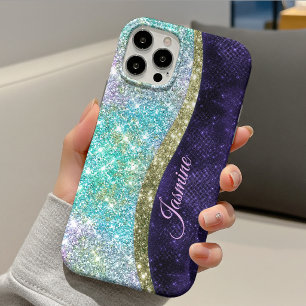Stilvolles irisierendes lila blaues falsches Glitt Case-Mate iPhone Hülle