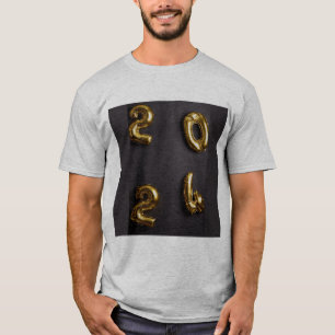 Stilvolles Jahr 2024 Weibliche Grundfarbe Grau T-Shirt