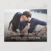 Stilvolles Kalligrafieschreiben Rette unser Date-F Ankündigungspostkarte (Vorderseite)