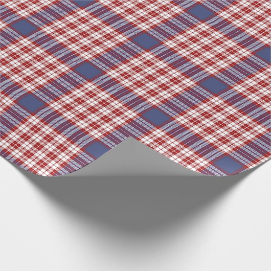 Stilvolles, Kariertes, blaues und weißes Muster Geschenkpapier (Ecke)