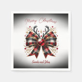 Stilvolles Kariertes Bow Weihnachts-Party Serviette (Vorderseite)