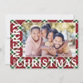 Stilvolles Kariertes Foto Feiertagskarte (Vorderseite)