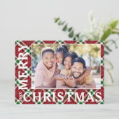 Stilvolles Kariertes Foto Feiertagskarte (Stehend Vorderseite)