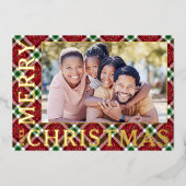 Stilvolles Kariertes Foto Folien Feiertagskarte (Vorderseite)