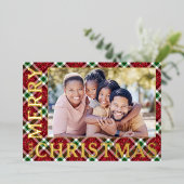 Stilvolles Kariertes Foto Folien Feiertagskarte (Stehend vorne)