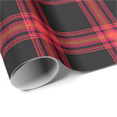Stilvolles Kariertes Schwarz-, Rot- und Gelbmuster Geschenkpapier (Rolleneckpunkt)