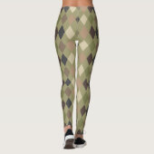Stilvolles Khaki Green und Brown Diamond-Muster Leggings (Rückseite)