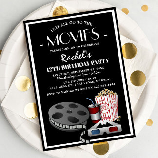 Stilvolles Kindergeburtstag-Party | Kino Einladung