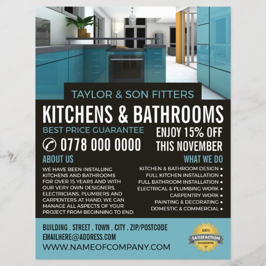 Stilvolles Küchendesign, Küche & Badezimmer Fitter Flyer (Vorne)