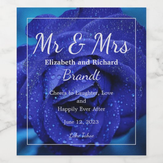 Stilvolles Label für Blaue Rose Weinetikett (Einzelnes Label)