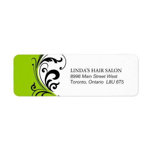 Stilvolles Label für die grüne Rücksendeadresse (Vorne)