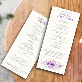 Stilvolles Lavender Floral Bouquet Wedding Program