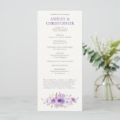 Stilvolles Lavender Floral Bouquet Wedding Program (Stehend Vorderseite)