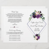Stilvolles Lavender Navy Blue Floral Bloom Program (Vorne/Hinten)