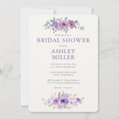 Stilvolles Lavender Watercolor Brautparty Einladung (Vorderseite)