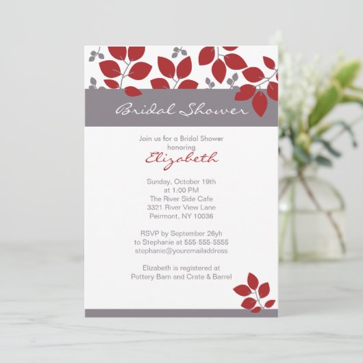 Stilvolles Leaf Fall Brautparty Einladung (Stehend Vorderseite)