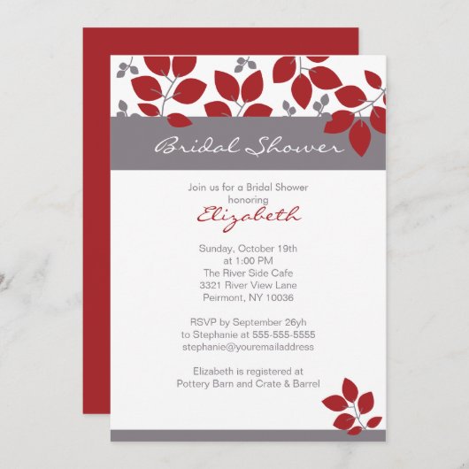 Stilvolles Leaf Fall Brautparty Einladung (Vorne/Hinten)