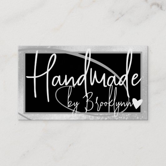 Stilvolles Leichtsilber-Rahmenherz Handgefertigt m Visitenkarte (Vorderseite)