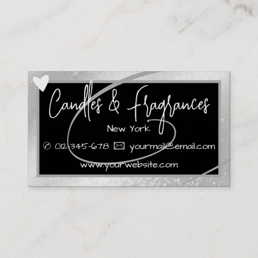 Stilvolles Leichtsilber-Rahmenherz Handgefertigt m Visitenkarte (Rückseite)