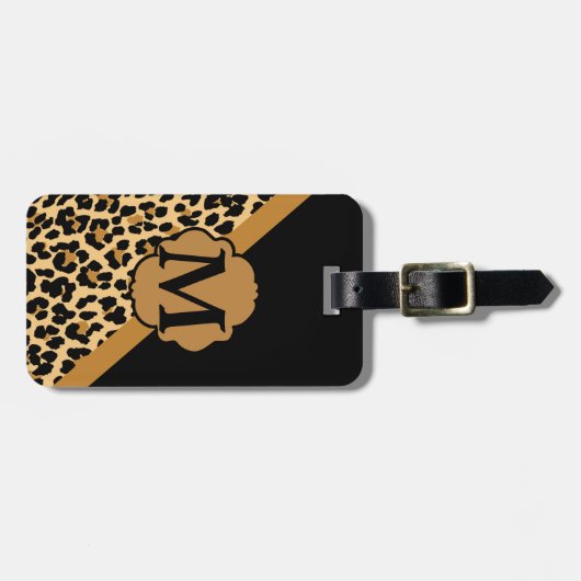 Stilvolles Leopard-Druck-Gewohnheits-Monogramm Gepäckanhänger (Vorderseite horizontal)