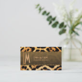 Stilvolles Leopard-Druck-Monogramm Visitenkarte (Stehend Vorderseite)