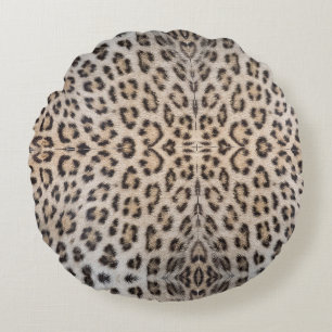 Stilvolles Leoparden Gepard Fell Tierdruckmuster Rundes Kissen