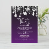 Stilvolles Lila 30. Geburtstag Party Einladung (Stehend Vorderseite)