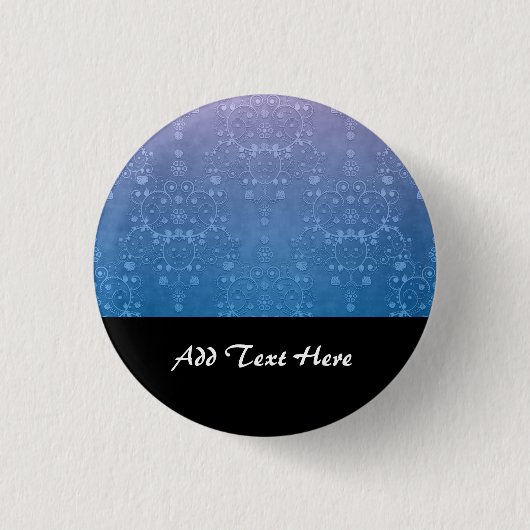 Stilvolles, Lila blaues Damasketmuster Button (Vorderseite)