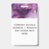 Stilvolles Lila Marble Employee ID-Abzeichen Ausweis (Rückseite)