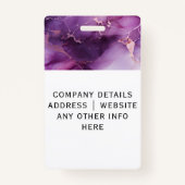 Stilvolles Lila Marble Employee ID-Abzeichen Ausweis (Rückseite)