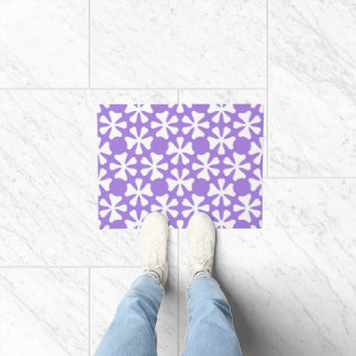 Stilvolles lila violettes und weißes geometrisches fußmatte