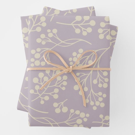 Stilvolles Lilac Floral Pattern Modernes Bauernhau Geschenkpapier Set (Beispiel)