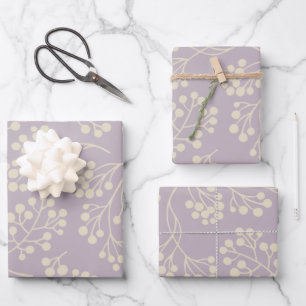 Stilvolles Lilac Floral Pattern Modernes Bauernhau Geschenkpapier Set