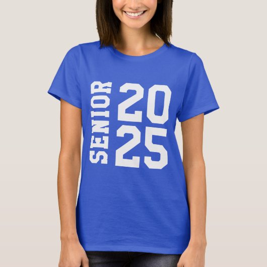Stilvolles Logo 2025 Senior Bold School Blue T-Shirt (Vorderseite)