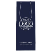Stilvolles Logo der Navy Blue Corporate Company Geschenktüte Für Weinflaschen (Rückseite)