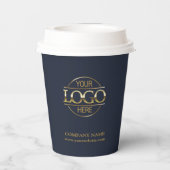 Stilvolles Logo der Navy Blue Corporate Company Pappbecher (Rückseite)