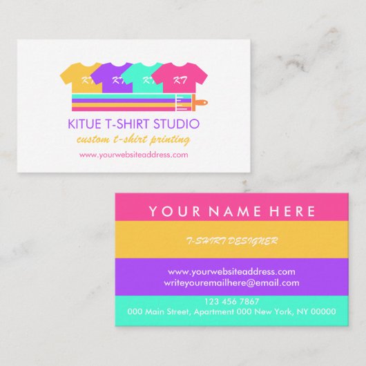 Stilvolles Logo Handmade Heat Transfer Vinyl Shirt Visitenkarte (Vorne/Hinten)