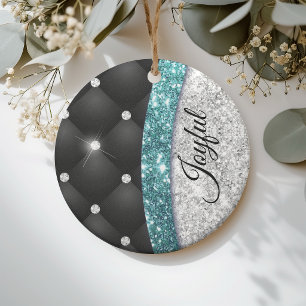 Stilvolles, Mädchenhaftes, falsches Silber Glitter Keramik Ornament