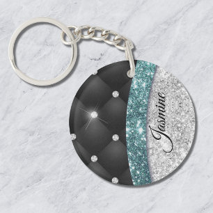 Stilvolles, Mädchenhaftes, falsches Silber Glitter Schlüsselanhänger