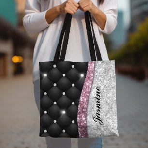 Stilvolles, Mädchenhaftes, falsches Silber-Glitter Tasche