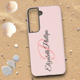 Stilvolles, Mädchenhaftes, Nebliges Rosa Monogramm Samsung Galaxy Hülle