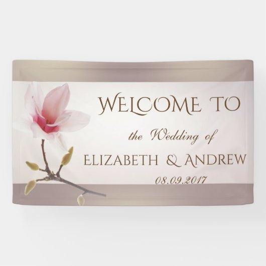 Stilvolles Magnolia Wedding Banner (Horizontal)