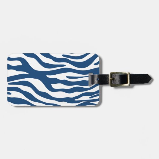 Stilvolles Marine-Blauzebra-Druck-Muster Gepäckanhänger (Vorderseite horizontal)
