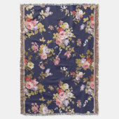 Stilvolles Marineblau-Rosagoldboho mit Blumen Decke (Vorderseite Vertikal)