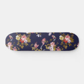 Stilvolles Marineblau-Rosagoldboho mit Blumen Skateboard (Horizontal)